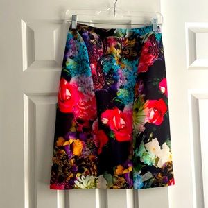 Floral Paneled Pencil Skirt
